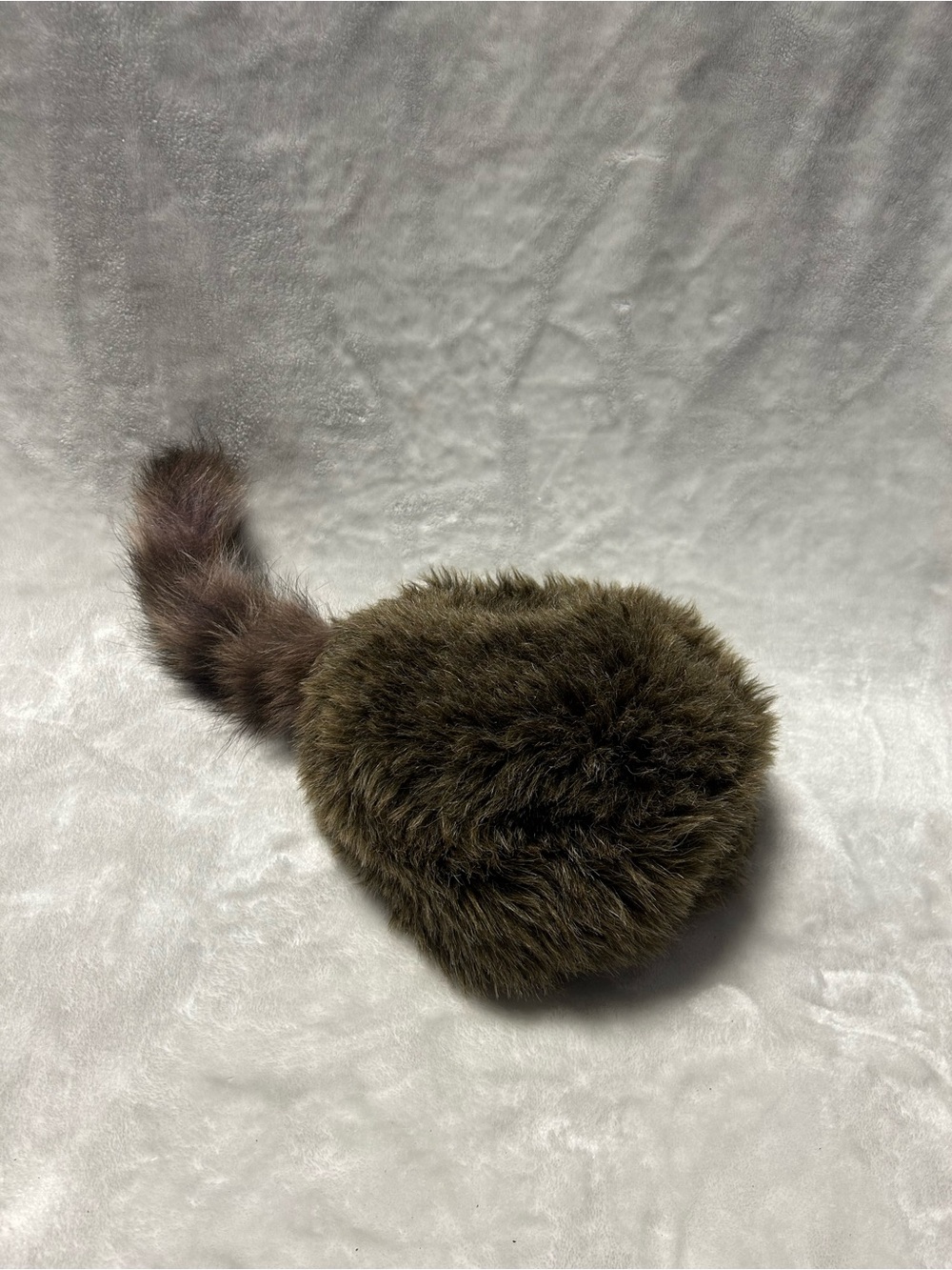 Small brown Coon Tail Racoon Coonskin Cap Faux Fur Hat